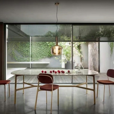 Minimalism Glass Pendant Lighting Fixtures Basic Drum for Living Room