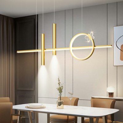 Minimalism Island Pendant Lighting Metal LED Linear for Dinning Room