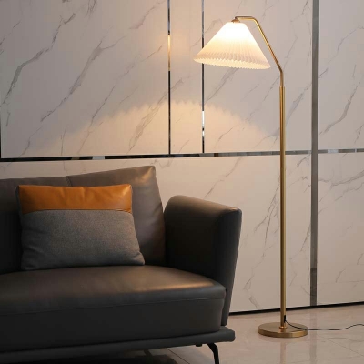 Nordic Minimalist Floor Lamp with Pleated Fabric Lampshade for Living Room and Bedroom