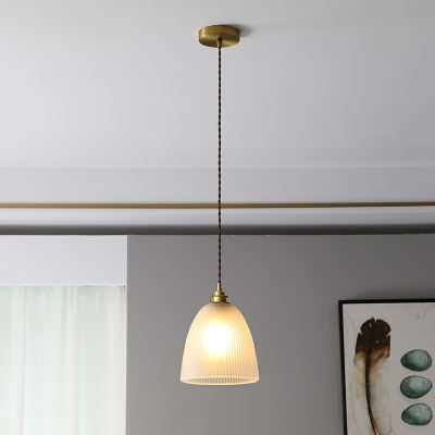 Nordic Retro Full Copper Hanging Lamp with Glass Lampshade for Bar and Restaurant