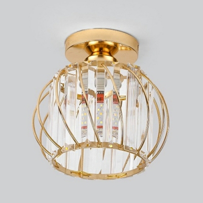 1 Light American Minimalist Crystal Ceiling Light Fixture for Corridor and Balcony