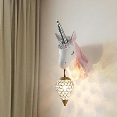 1 Light Kids Style Unicorn Shape Metal Wall Mounted Light Fixture