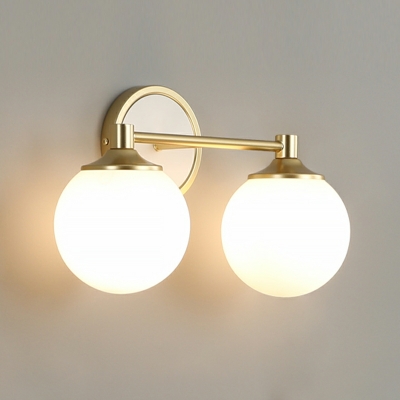 2 Lights American Vintage Glass Shade Vanity Light for Bathroom and Hallway