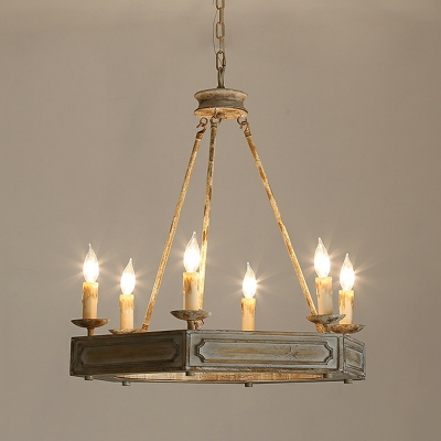 6 Lights Traditional Style Candle Shape Metal Chandelier Light Fixture