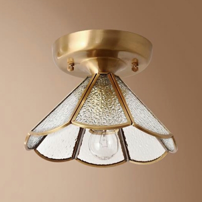 American Copper Glass Flushmount Ceiling Light 1 Light for Aisle and Balcony