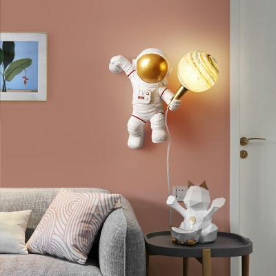 Astronaut Creative Flush Mount Wall Sconce Elegant for Kid's Room