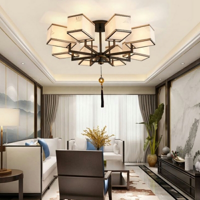 Chinese Style Creative Fabric Ceiling Lamp for Study and Living Room