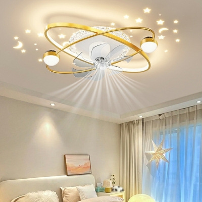 Creative LED Romantic Starry Ceiling Mounted Fan Light for Living Room and Bedroom