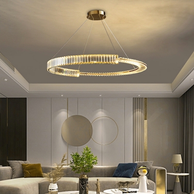 Crystal Chandelier Pendant Light Round LED Minimalism for Living Room