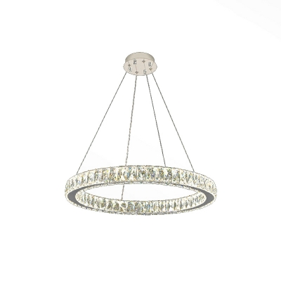 Crystal LED Chandelier Pendant Light Round Minimalism for Living Room