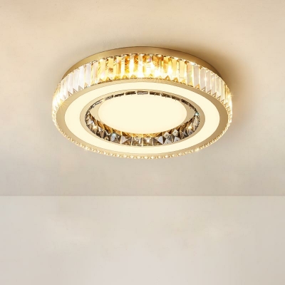 LED Light Luxury Round Crystal Flushmount Ceiling Light for Bedroom and Living Room