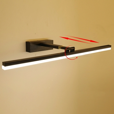 Minimalism Vanity Wall Light Fixtures Black LED Linear for Bathroom