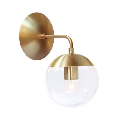 Minimalist Metal Wall Lamp with Glass Globe Lampshade for Living Room and Bedroom