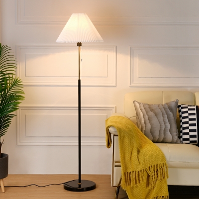 Nordic Simple Pleated Fabric Shade Floor Lamp for Living Room and Bedroom