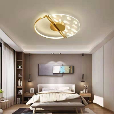 Simplicity Semi Flush Mount Ceiling Fixture Feather LED for Living Room