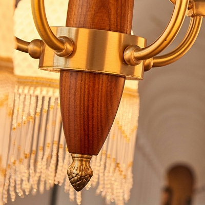 Tassel Chandelier Lighting Fixtures Minimalism Wood for Living Room