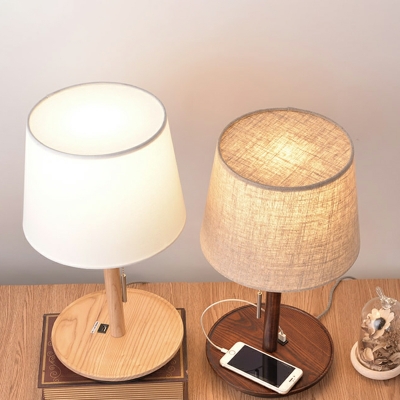 1 Light Contemporary Style Cone Shape Wood Night Table Lights
