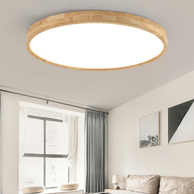 1 Light Contemporary Style Geometric Shape Wood Flush Mount Ceiling Chandelier
