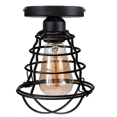 1 Light Industrial Style Retro Iron Frame Ceiling Light for Entrance and Balcony