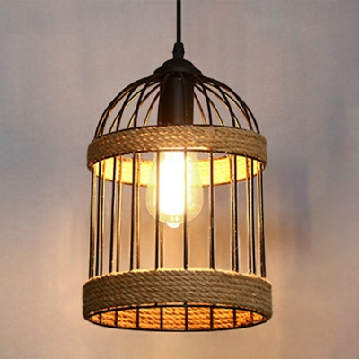 1 Light Vintage Style Cage Shape Metal Hanging Pendant Light