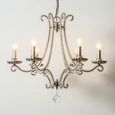 6 Lights Traditional Style Candle Shape Metal Chandelier Lighting Fixture