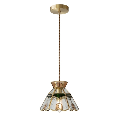 French Retro Full Copper Pendant Lamp for Bedroom and Living Room
