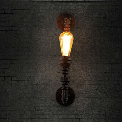 Industrial Style Retro Water Pipe Wall Lamp in Rust Color for Bar and Balcony
