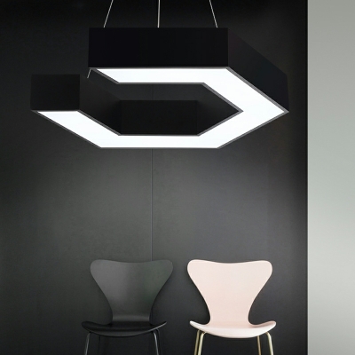 LED Creative Geometric Pendant Light with White Light for Office and Gym
