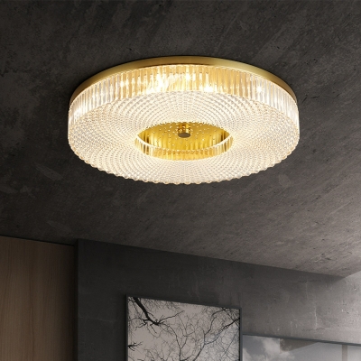 LED Light Luxury Full Copper Crystal Flushmount Ceiling Light for Bedroom and Living Room