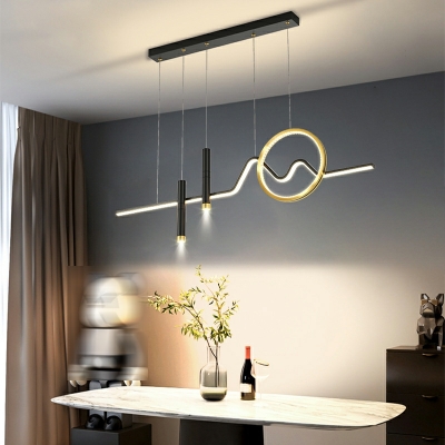 LED Metal Island Chandelier Lights Black Modern for Dinning Room