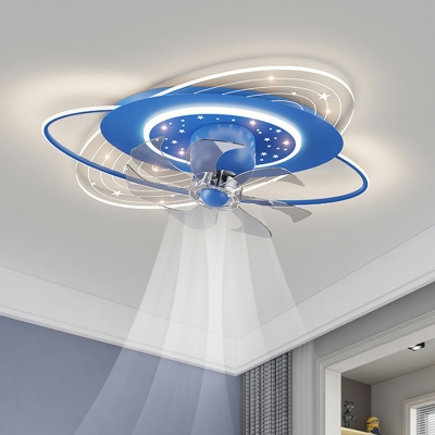 LED Modern Romantic Star Ceiling Mounted Fan Light for Kids Bedroom