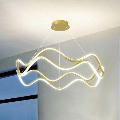 Metal Linear Chandelier Lighting Fixtures LED Minimalism for Living Room