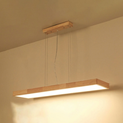 Minimalism Hanging Pendnant Lamp Wood Rectangle for Living Room