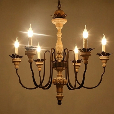 Traditional Chandelier Lighting Fixtures Vintage Wood for Living Room