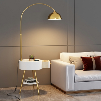 1 Light Minimalistic Style Bowl Shape Metal Standing Floor Lights for Living Room