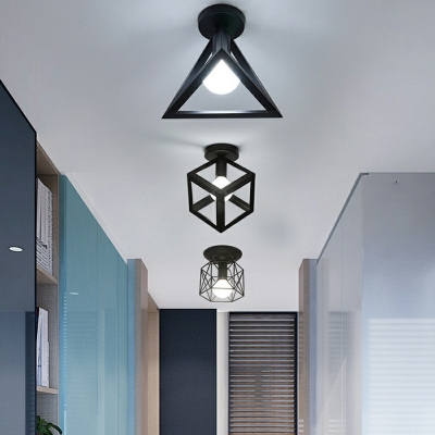 1 Light Vintage Style Geometric Shape Metal Flush Ceiling Light Fixture