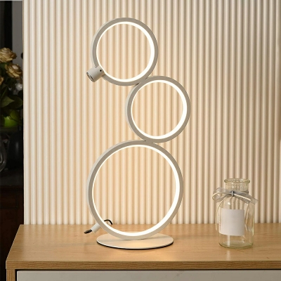 3 Lights Contemporary Style Ring Shape Metal Night Table Lamp for Bedroom