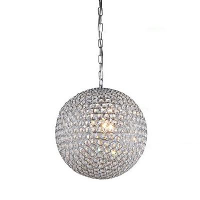 3 Lights Minimalist Style Globe Shape Crystal Hanging Pendant Light