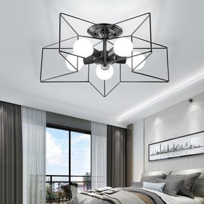 5 Lights Creative Iron Frame Pentagram Ceiling Light for Bedroom and Dining Room