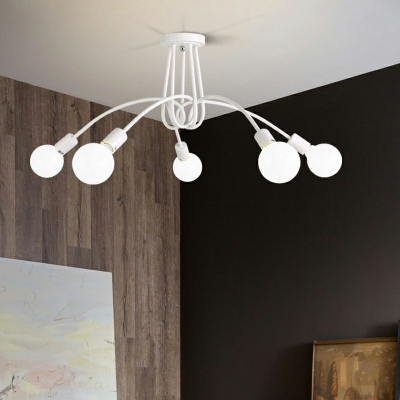 5 Lights Farmhouse Style Exposed Bulb Shape Metal Flush Mount Light Fixture