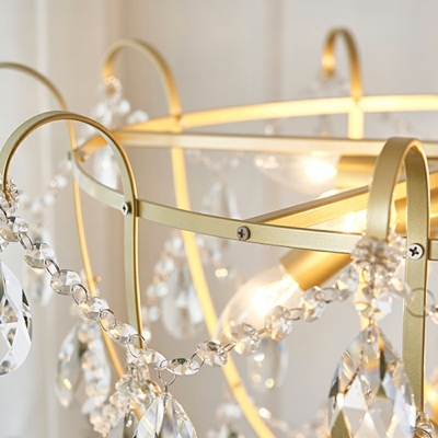 6 Lights American Retro Crystal Chandelier in Gold for Bedroom and Dining Room
