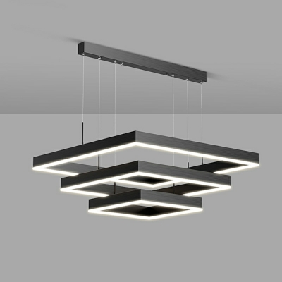 Black Chandelier Lighting Fixtures LED Square for Living Room