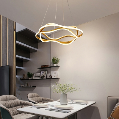 Contemporary LED Chandelier Lighting Fixtures Metal Linear for Living Room