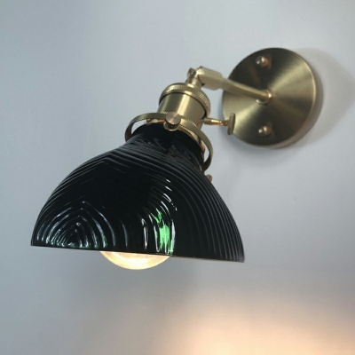 Japanese Retro Dark Green Glass Wall Lamp for Bedroom and Bathroom