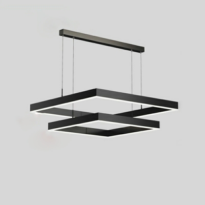 LED Black Chandelier Pendant Light Square Minimalism for Living Room