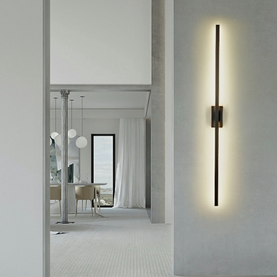 LED Minimalist Aluminum Strip Vanity Wall Light in Black for Bathroom