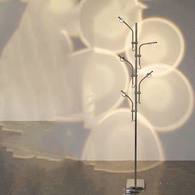LED Minimalist Chandelier Aluminum Adjustable Floor Lamp in Silver for Bedroom