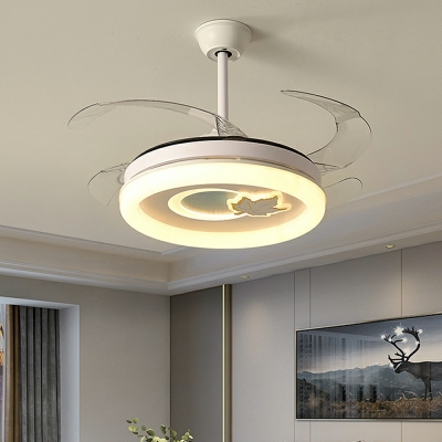 Nordic LED Creative Cartoon Ceiling Mounted Fan Light for Bedroom and Living Room