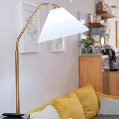 Nordic Minimalist Floor Lamp with Pleated Fabric Lampshade for Living Room and Bedroom