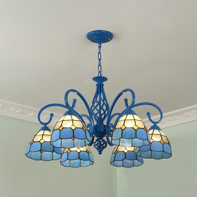 Tiffany Chandelier Lighting Fixtures Cone Mediterranean for Living Room